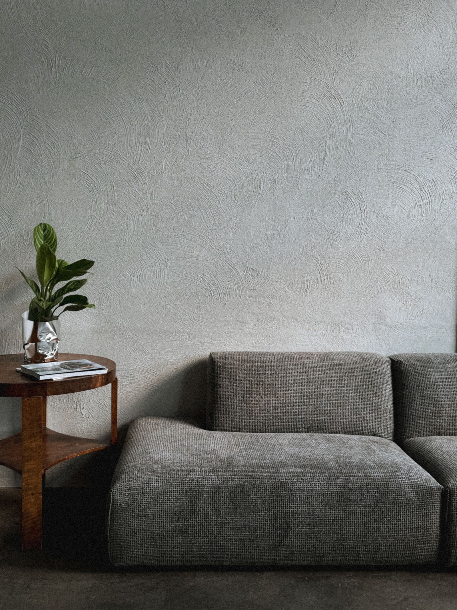Elegant textured accent wall with soft lighting