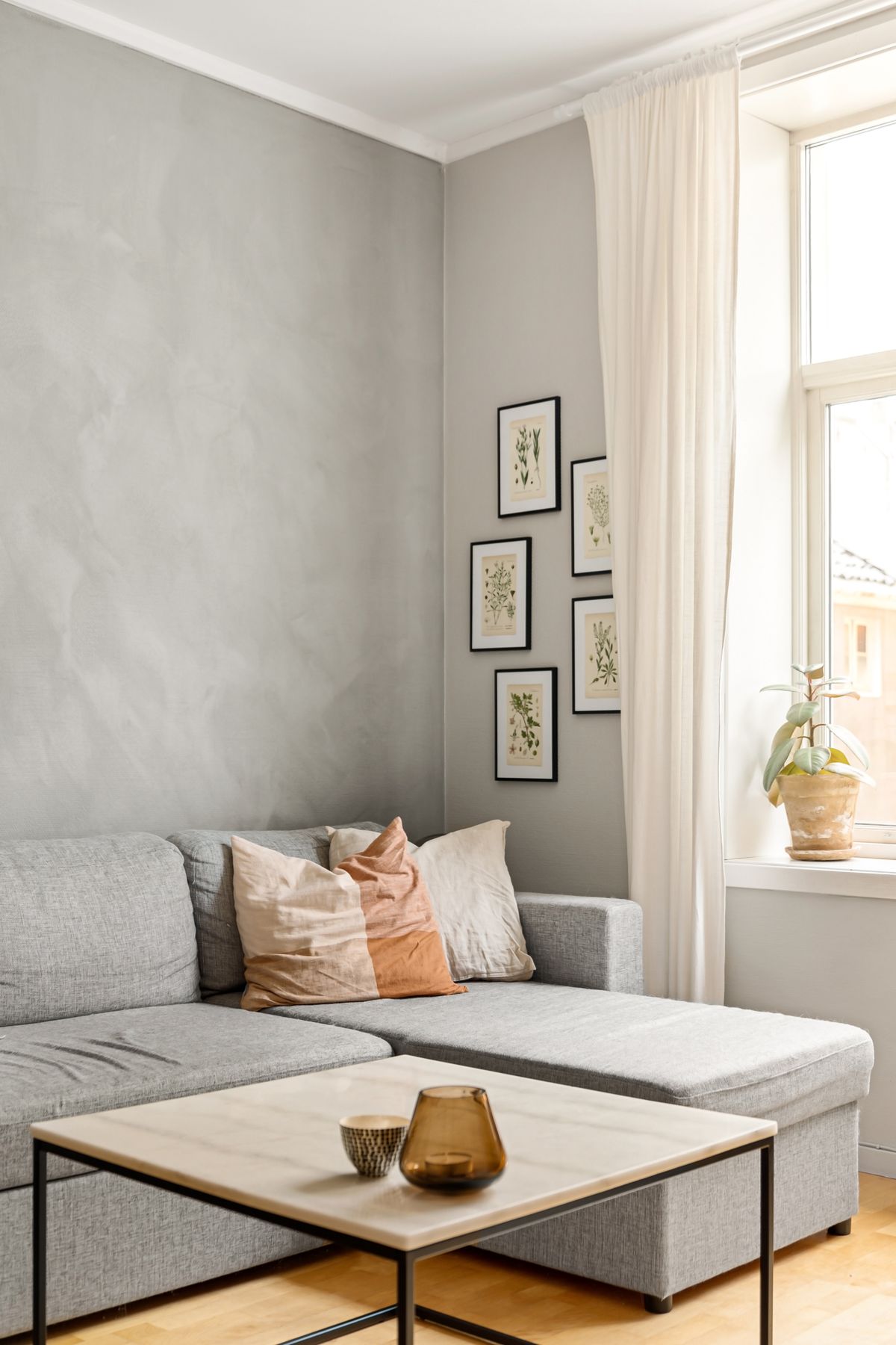 Minimalist living room with large window